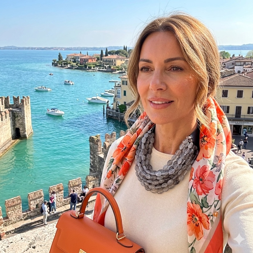 Una collana, 4 stili: come abbinare la multifilo grigia da mattina a sera”.